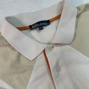 Empire Bigland Polo Shirt Mens XL Cream Tan Argyle Colorblock Short Sleeve